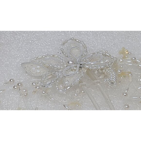 Bridal Hair Combs With Beaded Floral Design & Pearls Set of 2 - Picture 2 of 4